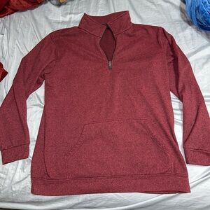 Men's Size Large Maroon All American Brand Quarter Zip Pocketed Pullover Jacket